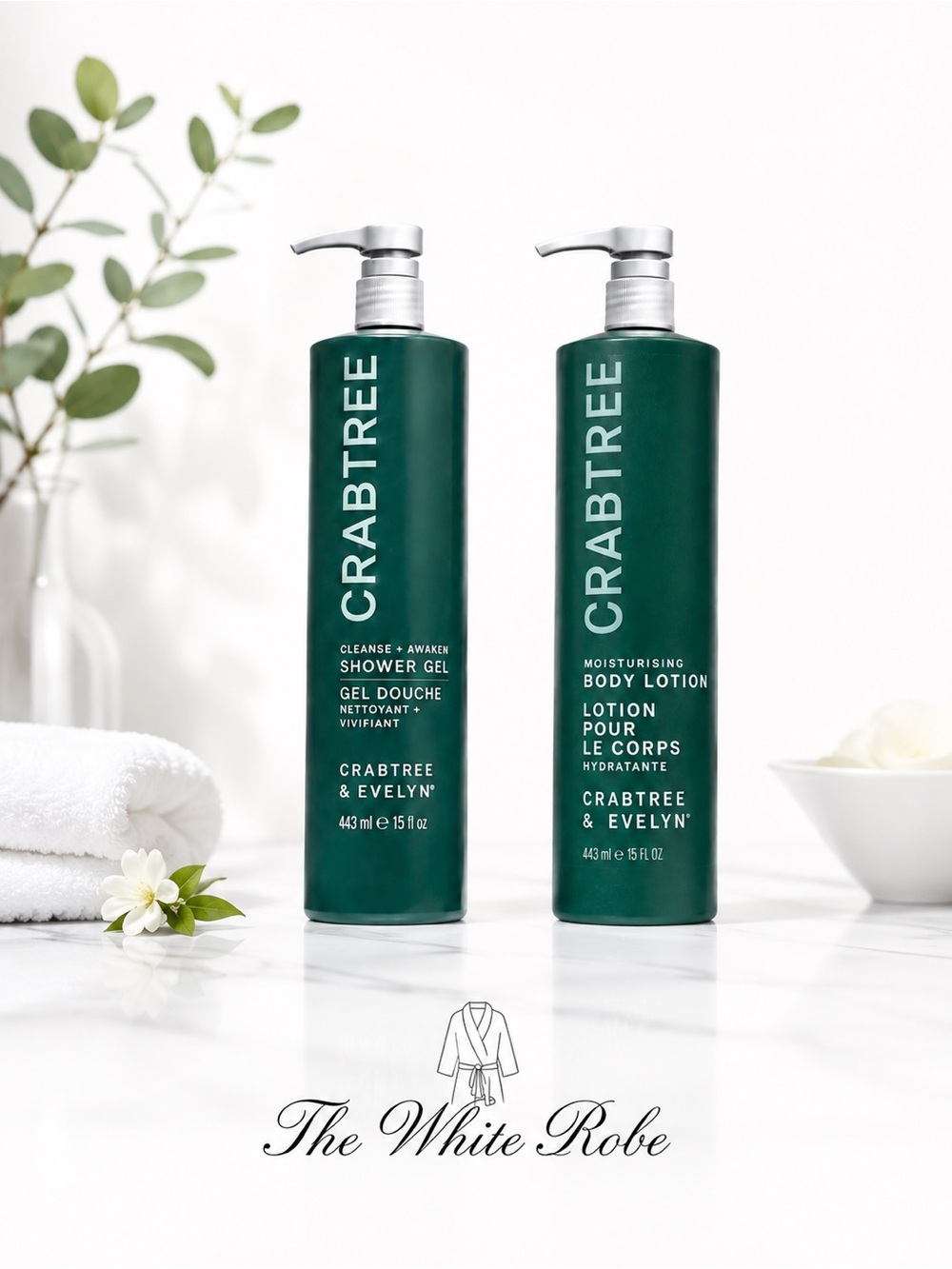 Crabtree & Evelyn Shower Gel + Body Lotion Set 15 oz Each Luxury Bath Duo